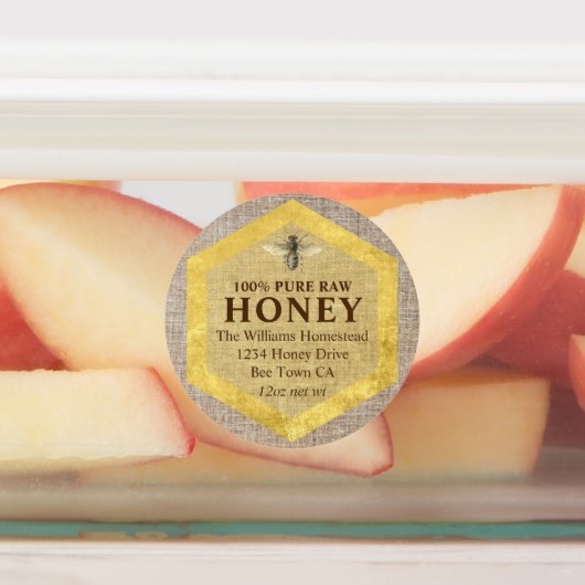 Rustieke honingpotlabel honingbij & imkernaam labels (Aangebracht)