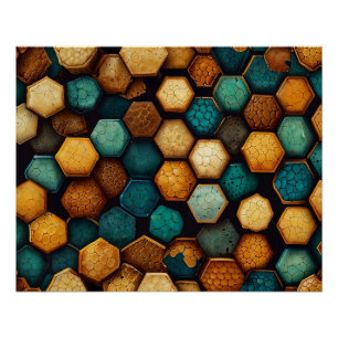 Rustieke Honingraat Getextureerde Abstracte Kunst Perfect Poster