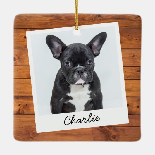 Rustieke hout aangepaste huisdier kat hond foto keramisch ornament (Achterkant)