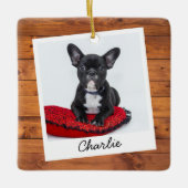 Rustieke hout aangepaste huisdier kat hond foto keramisch ornament (Voorkant)