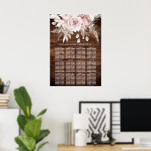 Rustieke hout Blush Bloemen Bruiloft Zitkaarten Poster (Thuiskantoor)