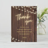 Rustieke hout boho slingerlichte bruidsdouche bedankkaart (Staand voorkant)