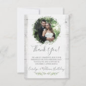 Rustieke hout & Botanische bladkrans dank u Bedankkaart (Voorkant)