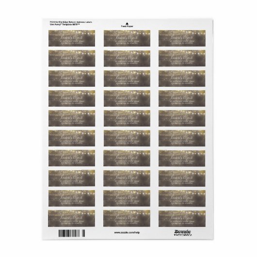 Rustieke hout en bruiloft String Lights Etiket (Full Sheet)