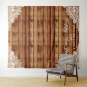 Rustieke hout en witte kant Nieuwjaarsfotobehang Wandkleed (In Situ (horizontaal))