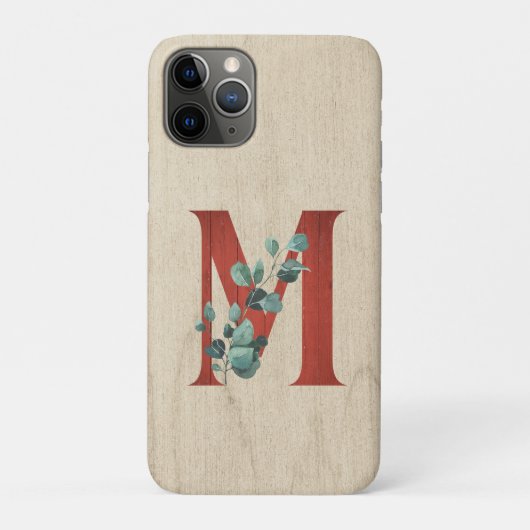 Rustieke hout & eucalyptus letter M Case-Mate iPhone Case (Achterkant)
