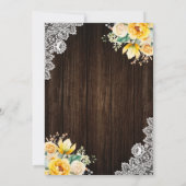 Rustieke Hout Gele Botanische Bruiloft Kaart (Achterkant)