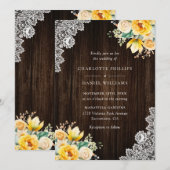 Rustieke Hout Gele Botanische Bruiloft Kaart (Voorkant / Achterkant)