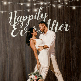 Rustieke hout Happily Ever After Trouw achtergrond Wandkleed