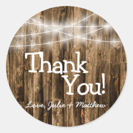 Rustieke hout Land Barn String Lights Ronde Sticker