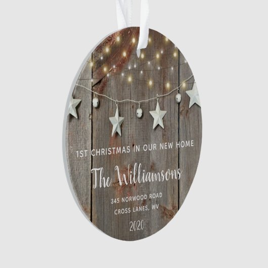 RUSTIEKE HOUT REDELIJK VERLICHT TIN GARLAND HUISVE ORNAMENT (voorkant)