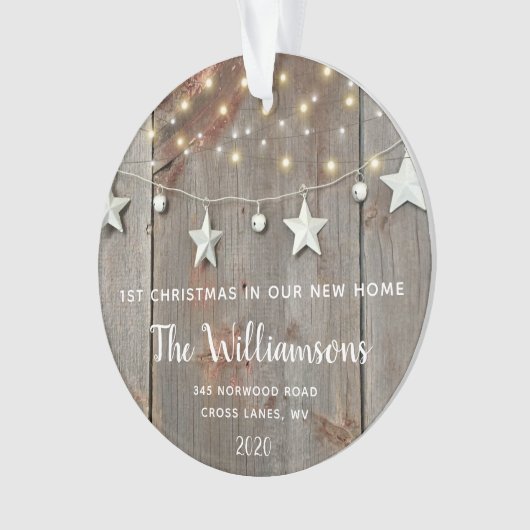 RUSTIEKE HOUT REDELIJK VERLICHT TIN GARLAND HUISVE ORNAMENT (voorkant)