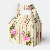 Rustieke hout roze rozen gestreept bloemige gunst  bedankdoosjes (Achterkant)
