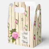 Rustieke hout roze rozen gestreept bloemige gunst  bedankdoosjes (Geopend)