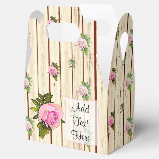 Rustieke hout roze rozen gestreept bloemige gunst  bedankdoosjes (Geopend)