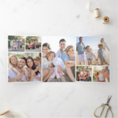 Rustieke hout sneeuwvlokken vrolijk kerst foto's drieluik wenskaart (Binnen)