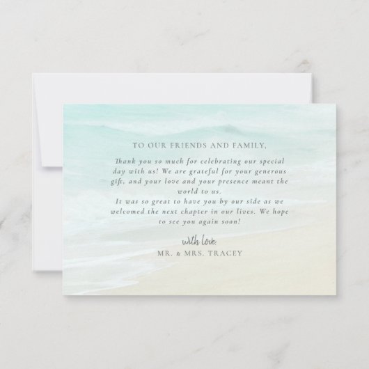 Rustieke hout strand bruiloft foto dank je bedankkaart (Achterkant)