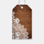 Rustieke Hout & Witte Kant Verjaardag Cadeaulabel (Achterkant)