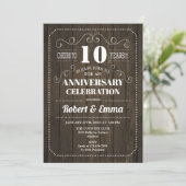 Rustieke Houten 10e Huwelijksjubileum Feest Kaart (Staand voorkant)