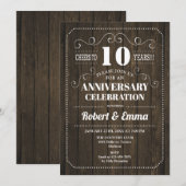 Rustieke Houten 10e Huwelijksjubileum Feest Kaart (Voorkant / Achterkant)