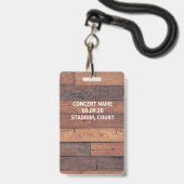 Rustieke Houten Aangepaste Naam VIP All Access Pas Badge (Achterkant met lanyard)