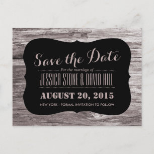 Rustieke houten achtergrond Save the Date Aankondigingskaart