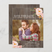 Rustieke houten aquarel save the date aankondiging (Voorkant / Achterkant)