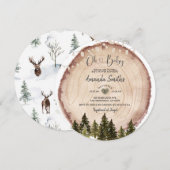 Rustieke houten Baby shower String Light Invitatio Kaart (Voorkant / Achterkant)