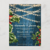 Rustieke houten bessen Kerst trouw uitnodiging (Voorkant)