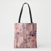 Rustieke houten bloemen en vlinders draagtas (Voorkant)