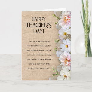 Rustieke Houten Bloemen Leraren Dag Kaart