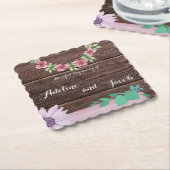 Rustieke houten bloemenbruiloft onderzetter (Gebogen)