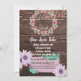 Rustieke Houten bloemige Trouw Rehearsal Diner kaa Kaart