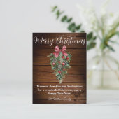 Rustieke houten boerderij waterverf kerstboom briefkaart (Staand voorkant)