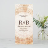 Rustieke Houten Boom Bast Custom Names Wedding Par Programma (Staand voorkant)