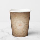 Rustieke houten boom stump schuur bruiloft papieren bekers (Achterkant)