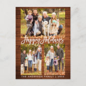 Rustieke Houten Borstel Script Familie 3 Foto Fees Briefkaart (Voorkant)