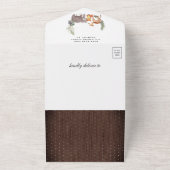 Rustieke houten bosdieren bos baby shower all in one uitnodiging (Buitenkant)