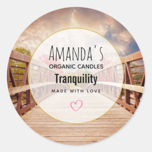 Rustieke houten brug in de Country Soap Candle Ronde Sticker