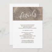 Rustieke houten bruiloft details kaart (Voorkant / Achterkant)