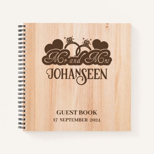 Rustieke houten bruiloft Elegant Mr. en Mrs. Gaste Notitieboek (Voorkant)
