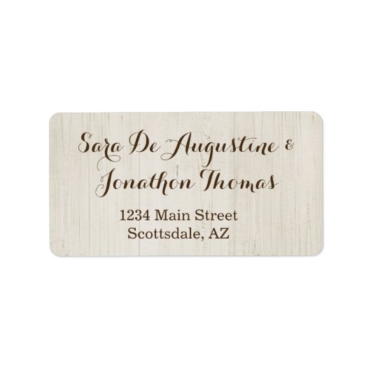 Rustieke houten bruiloft retour adres labels (Voorkant)