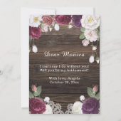 Rustieke houten bruiloft zal je mijn bruidsmeisje kaart (Achterkant)