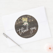 Rustieke houten bubbly bruiloft dank u sticker (Envelop)