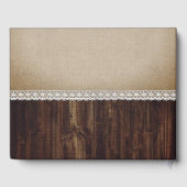 Rustieke houten burlap en kant bruiloft gastenboek (Achterkant)