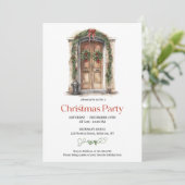 Rustieke houten deur met feestelijke decoratie rod kaart (Staand voorkant)