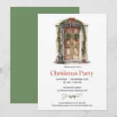 Rustieke houten deur met feestelijke decoratie rod kaart (Voorkant / Achterkant)