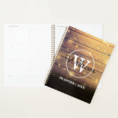 Rustieke Houten Elegante Script Monogram 2023 Planner (Display)