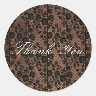 Rustieke houten en bloemengeleg kant kant lingerie ronde sticker