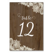 Rustieke Houten en Kant Tafelnummers (Achterkant)